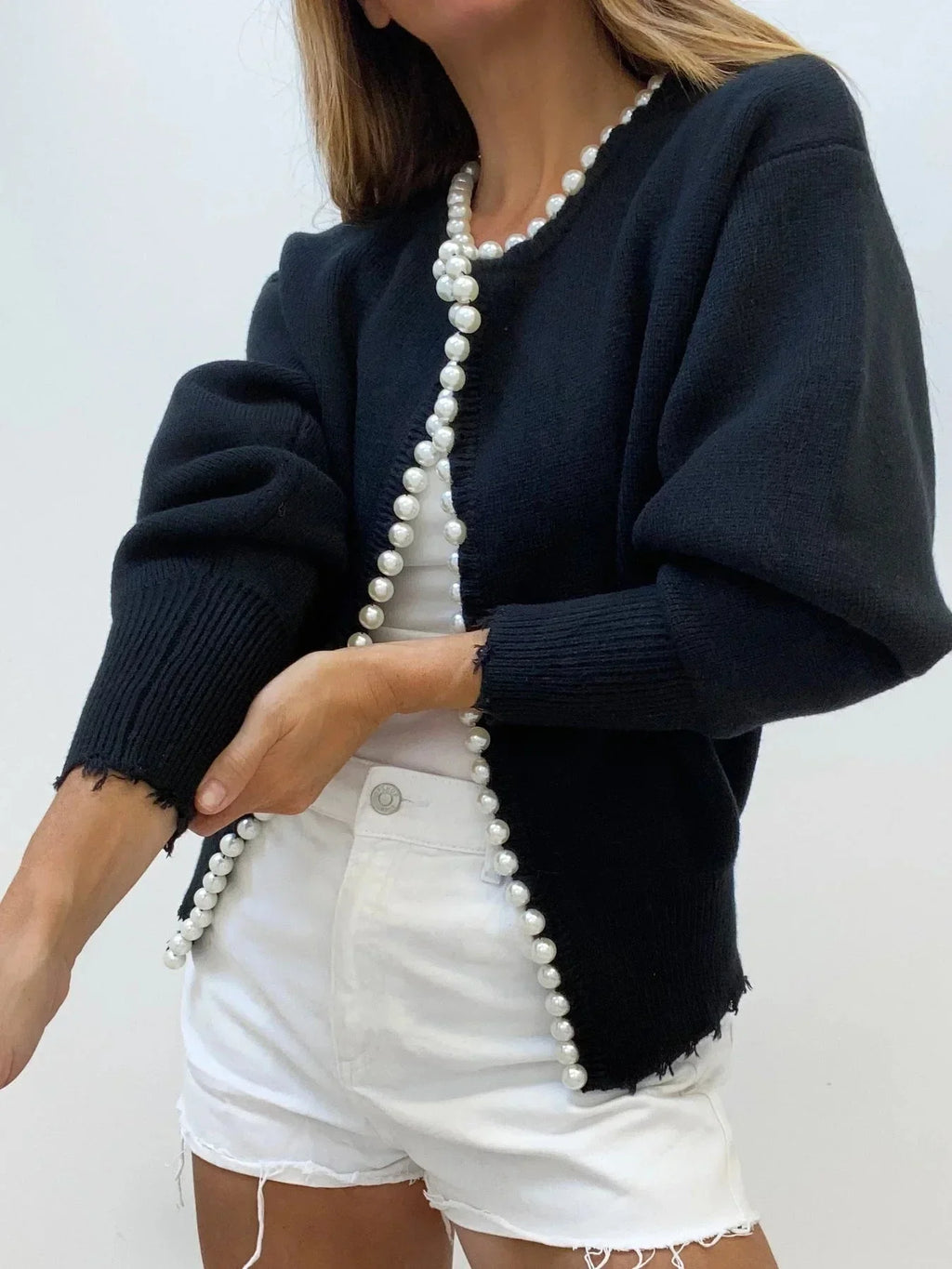Colette | Cardigan met Parelrand