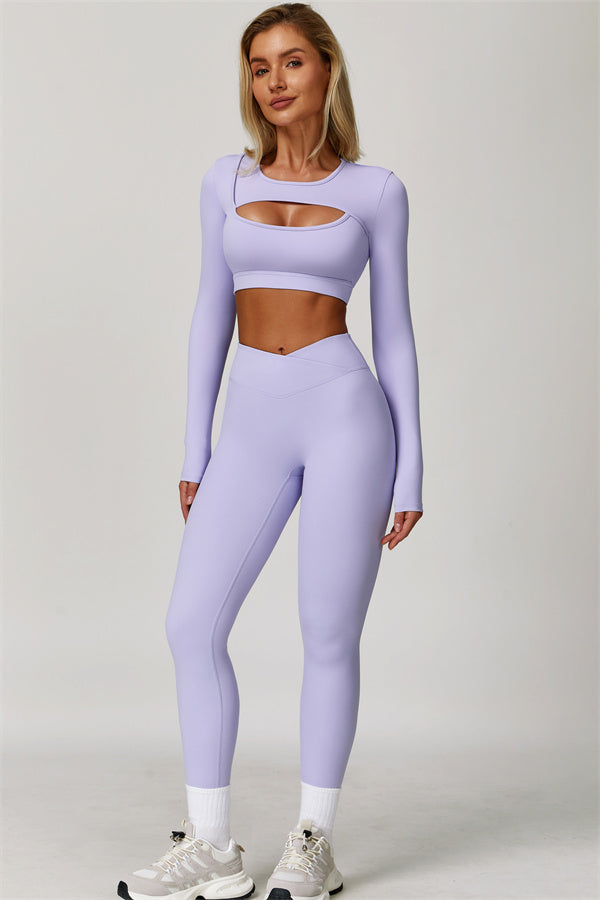 Lies | Tweedelige sportset met longsleeve cut-out top