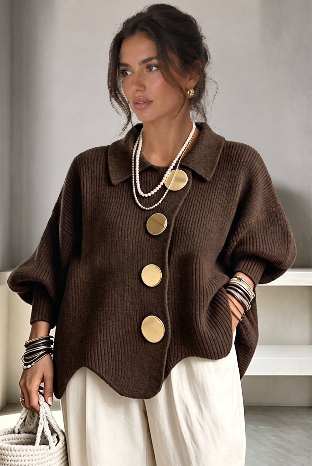 Sheila | Oversized Vest met Gespdetail