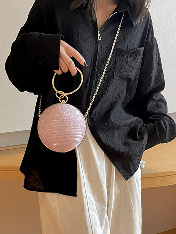 Solène | Glanzende Geometrische Schoudertas met Ketting