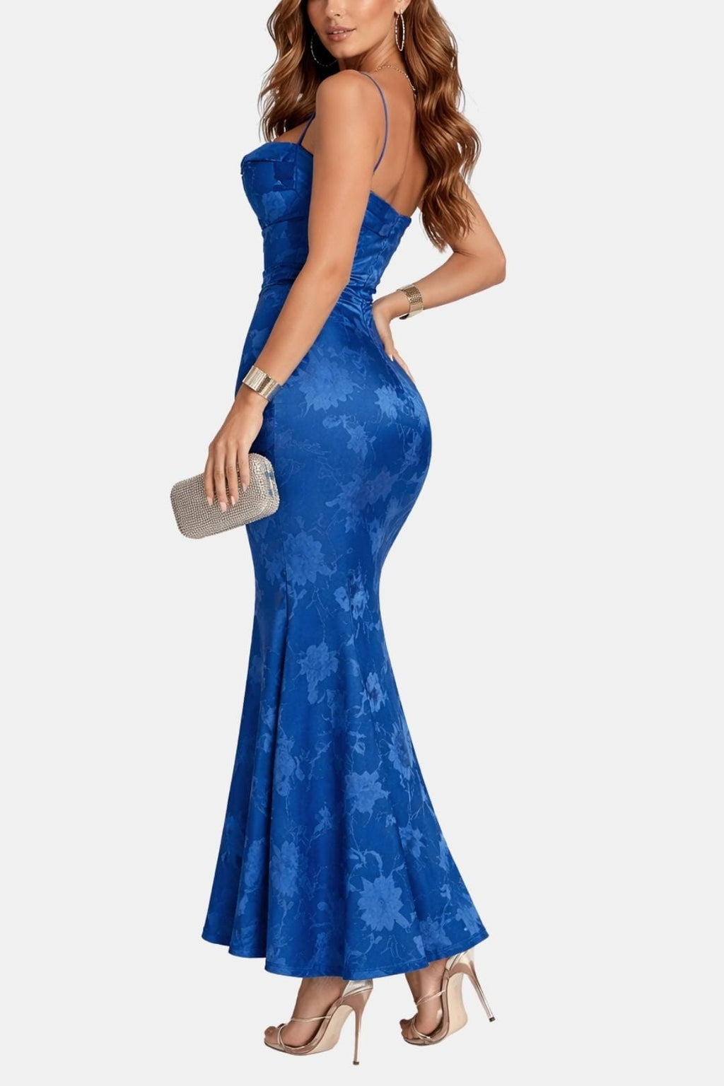 Isabel | Maxi cocktailjurk met watervalhals en bloemenpatroon