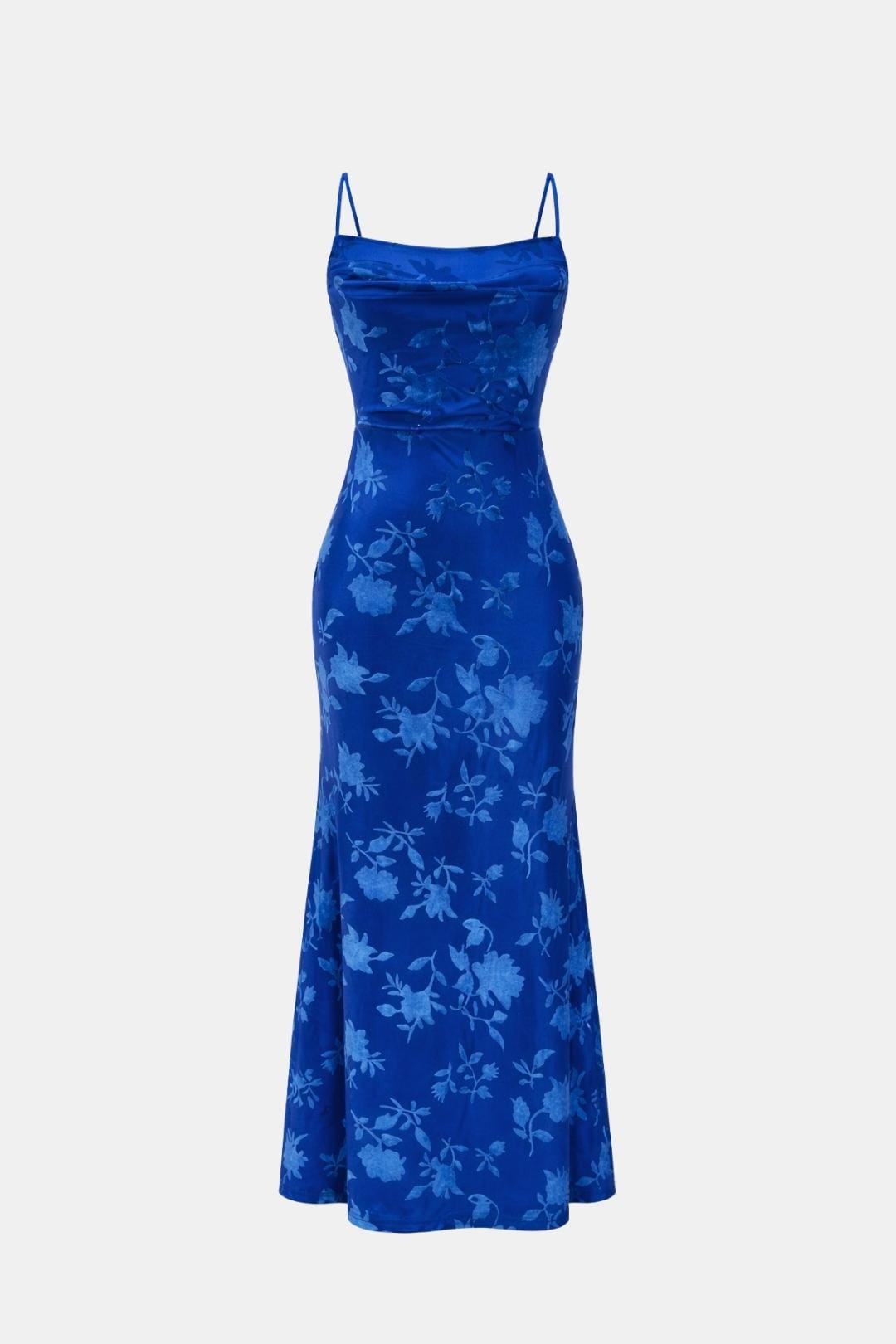 Isabel | Maxi cocktailjurk met watervalhals en bloemenpatroon