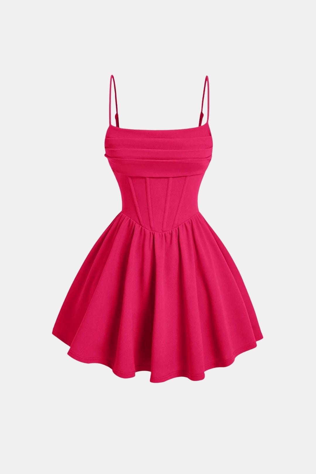Dames Cocktailjurk, Mini, met Spaghettibandjes, Ruches en Korsetdetails