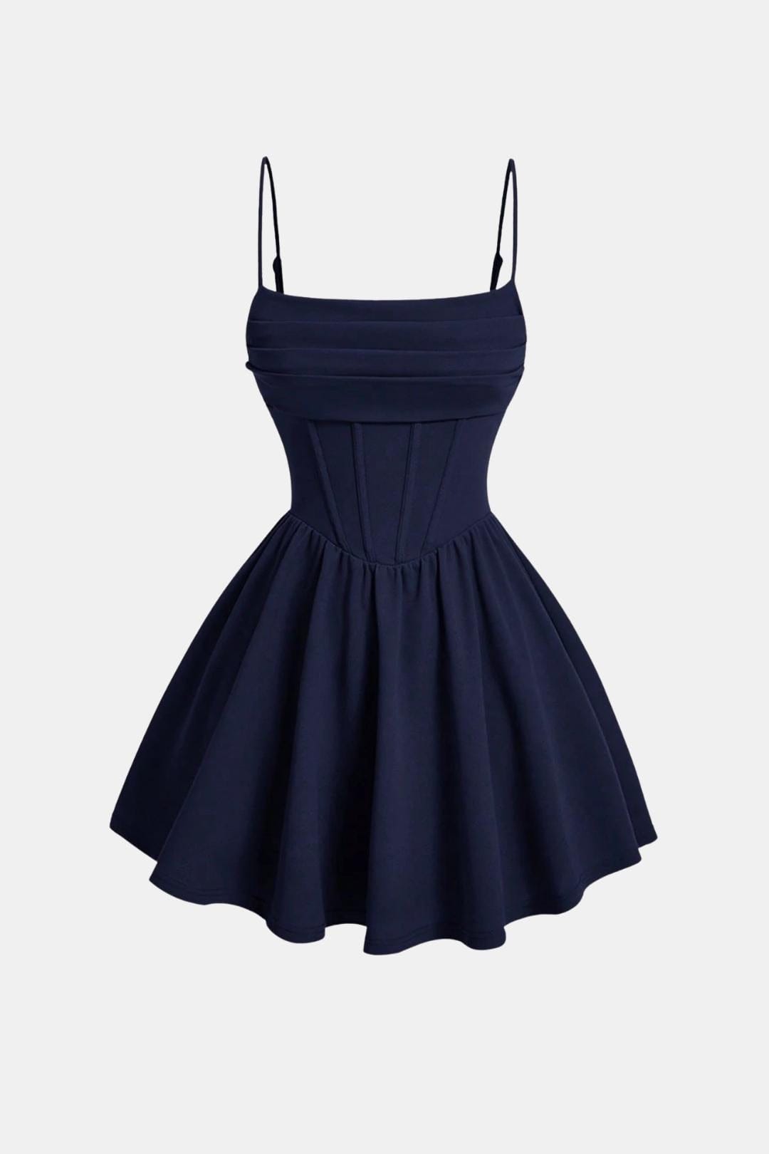 Dames Cocktailjurk, Mini, met Spaghettibandjes, Ruches en Korsetdetails