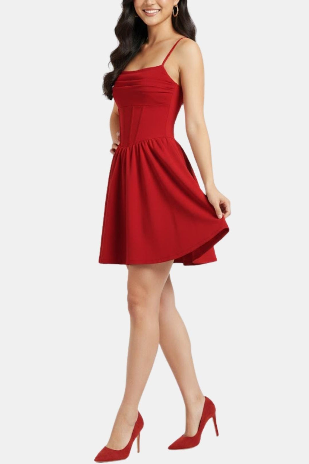Dames Cocktailjurk, Mini, met Spaghettibandjes, Ruches en Korsetdetails