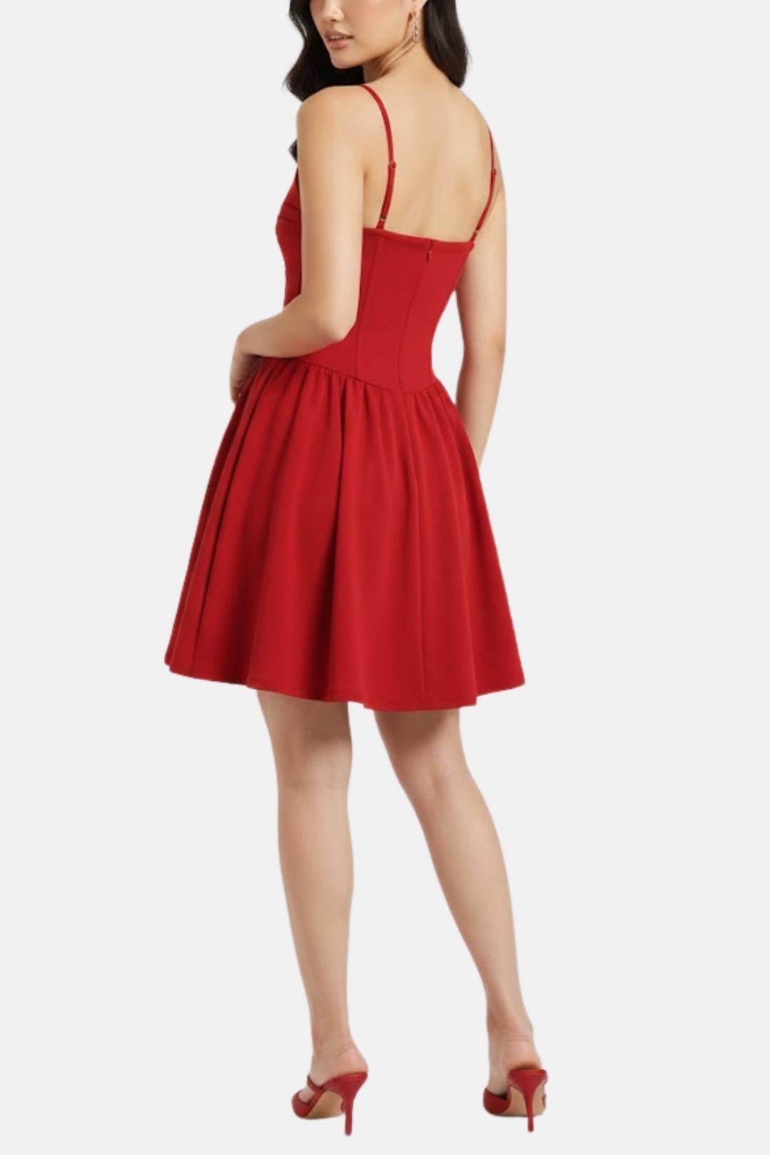 Dames Cocktailjurk, Mini, met Spaghettibandjes, Ruches en Korsetdetails