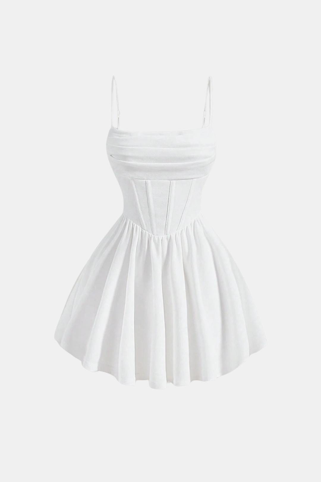 Dames Cocktailjurk, Mini, met Spaghettibandjes, Ruches en Korsetdetails