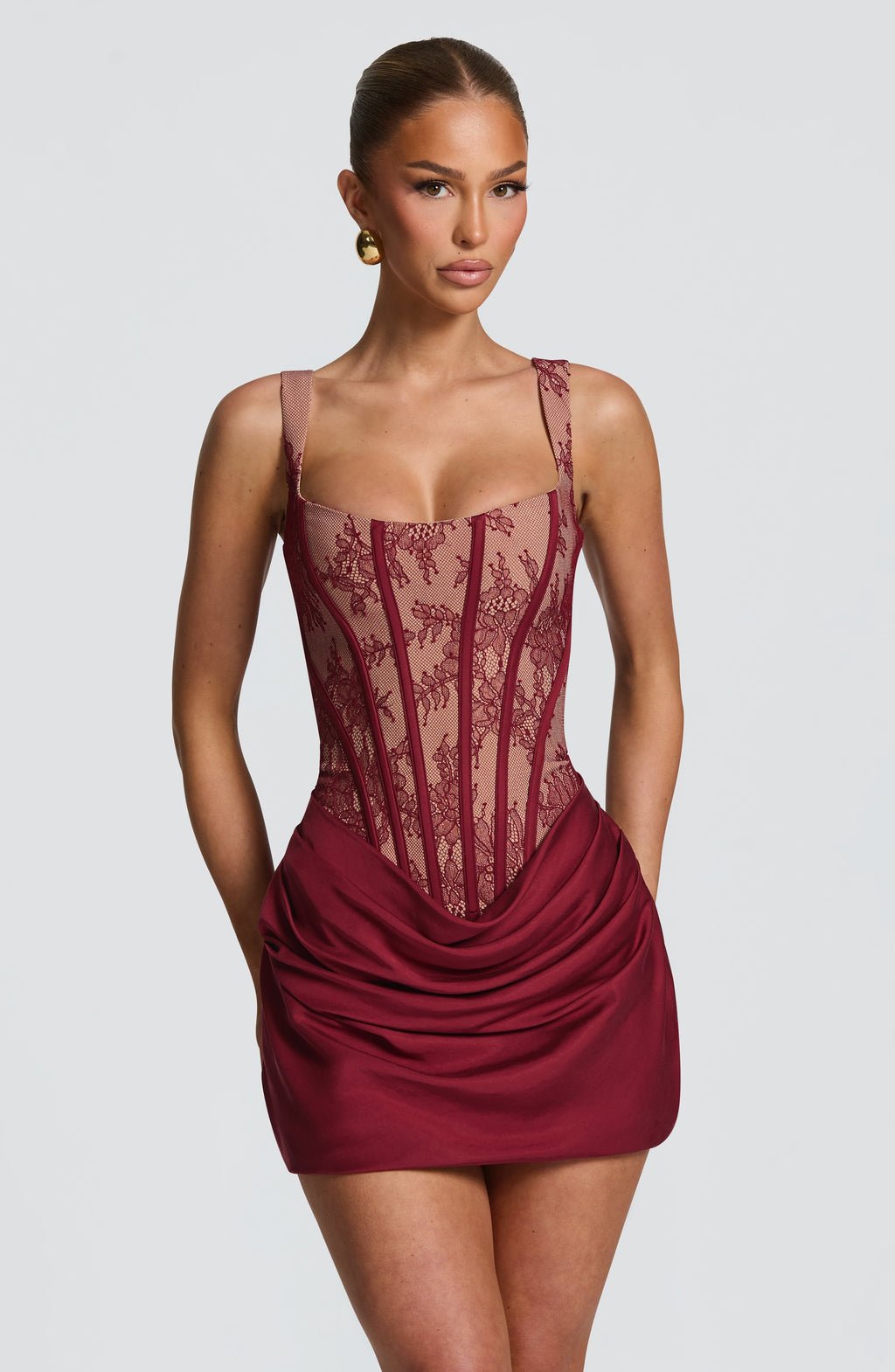 Carmen | Mini jurk met gestructureerd crêpe lijfje