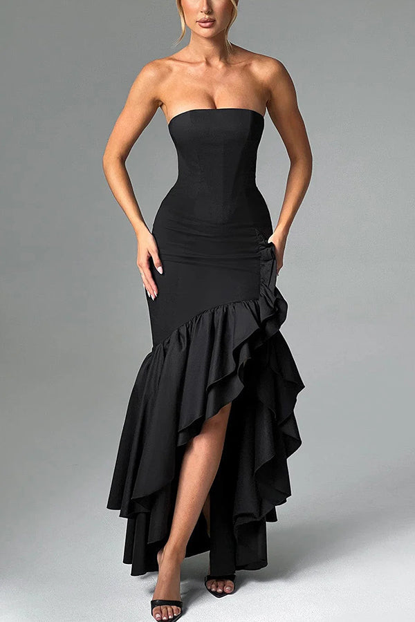 Selin | Off-shoulder maxi jurk met asymmetrische zoom