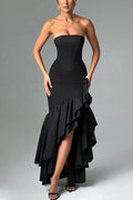 Selin | Off-shoulder maxi jurk met asymmetrische zoom