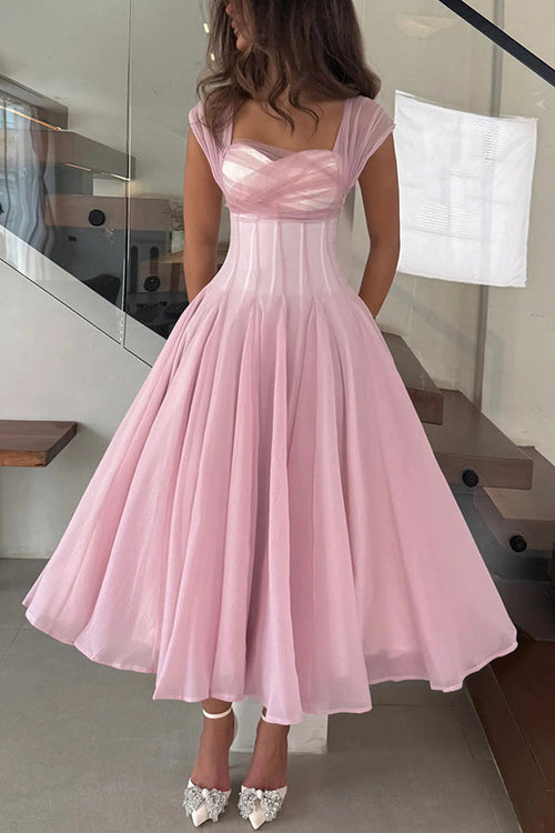 Adeline | Mouwloze tulle maxi jurk met volle zoom