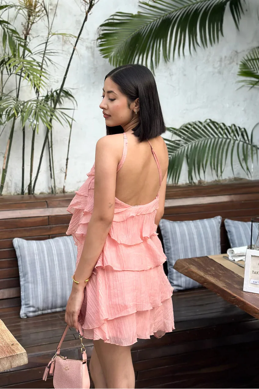 Tess | Asymmetrische minijurk met spaghettibandjes