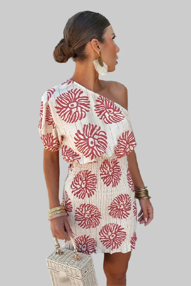 Sanne | One-shoulder minijurk met pofmouw