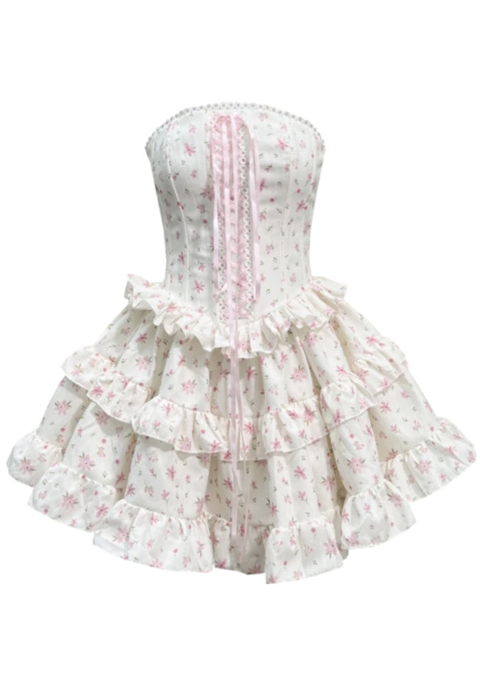 Yara | Minijurk met bandeau-halslijn en bloemenprint