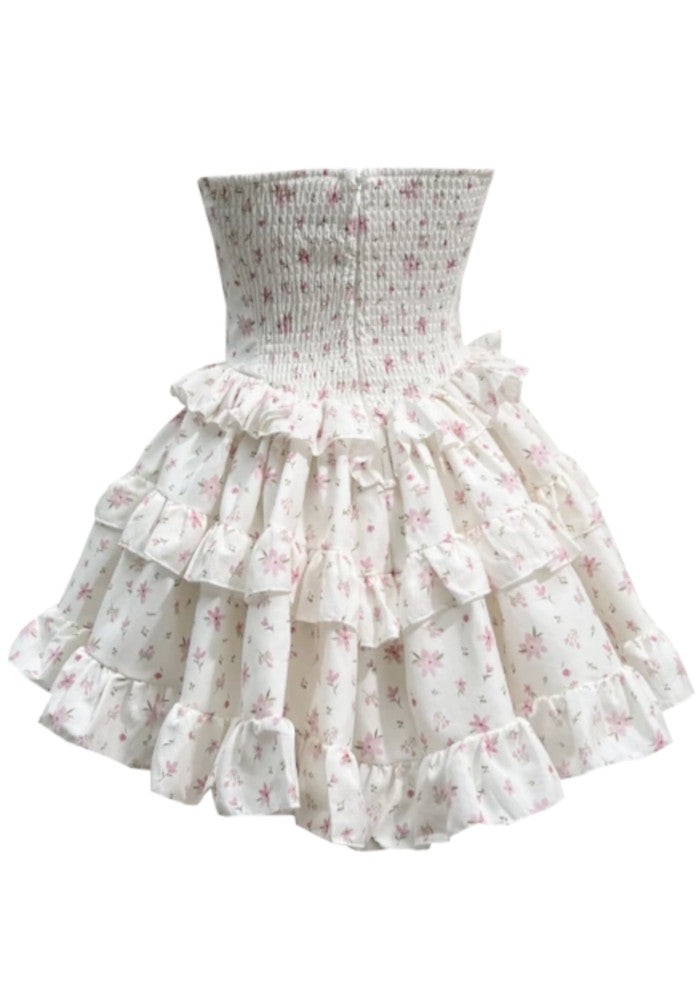 Yara | Minijurk met bandeau-halslijn en bloemenprint