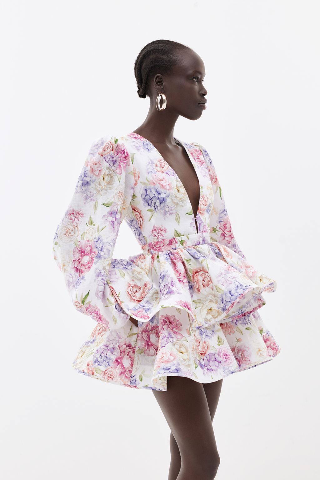 Anouk | V-hals minijurk met bloemenprint