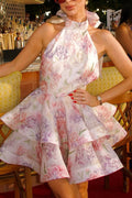 Noa | Halter minijurk met ruchesrok
