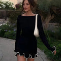 Cleo | Minijurk met boothals en ruches zoom