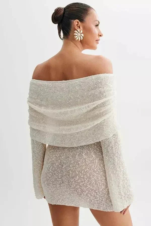 Luna | Off-shoulder minijurk met gedrapeerde buste