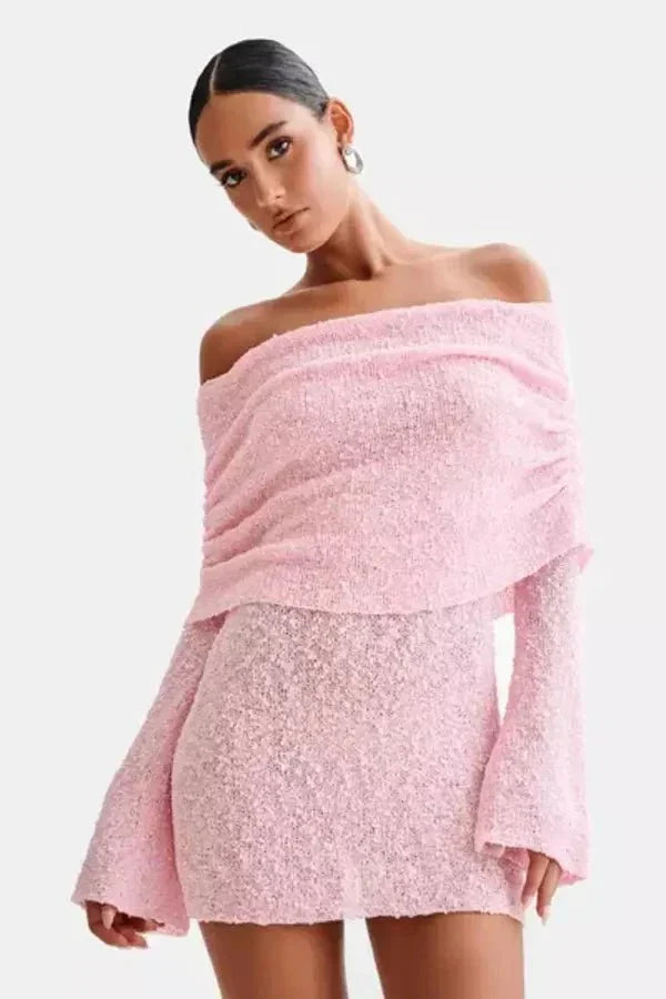 Luna | Off-shoulder minijurk met gedrapeerde buste