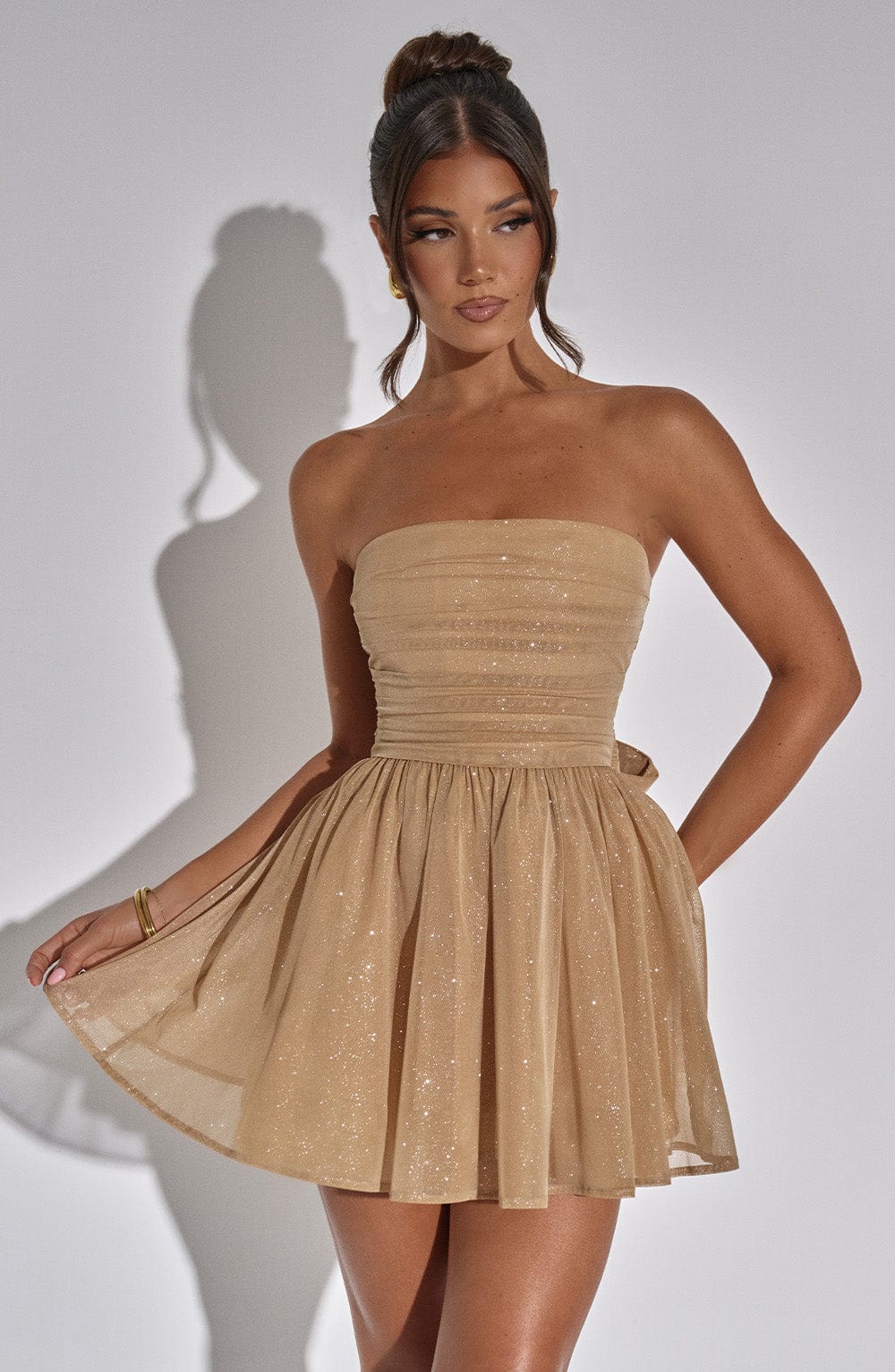 Iris | Strapless minijurk met geplooide top