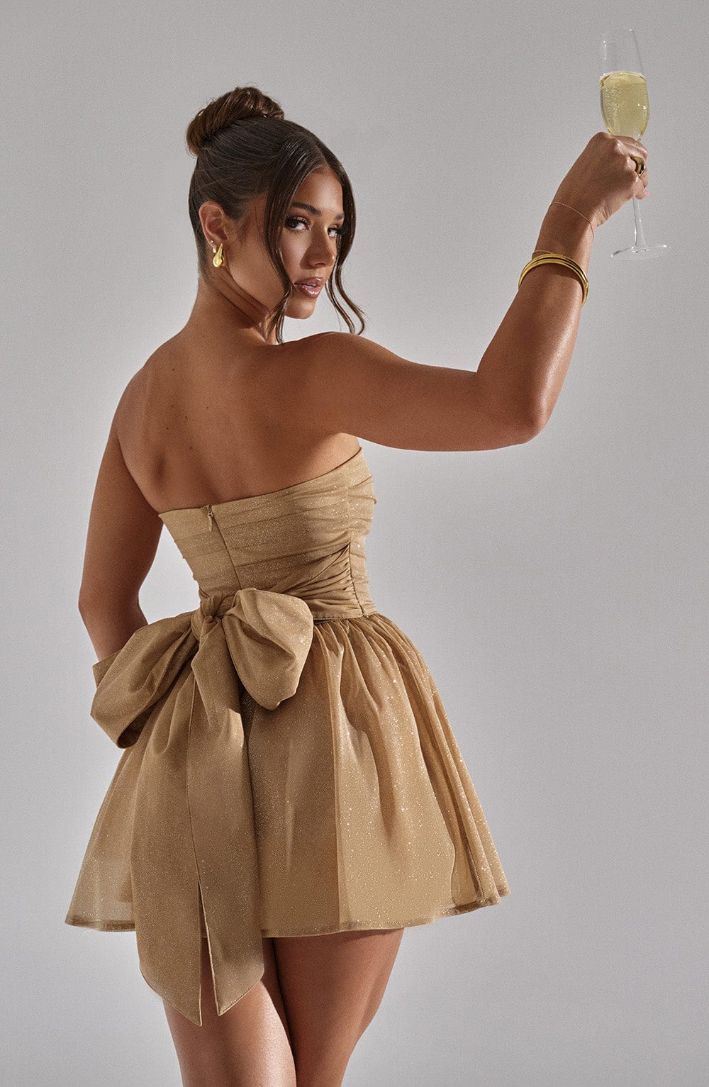 Iris | Strapless minijurk met geplooide top