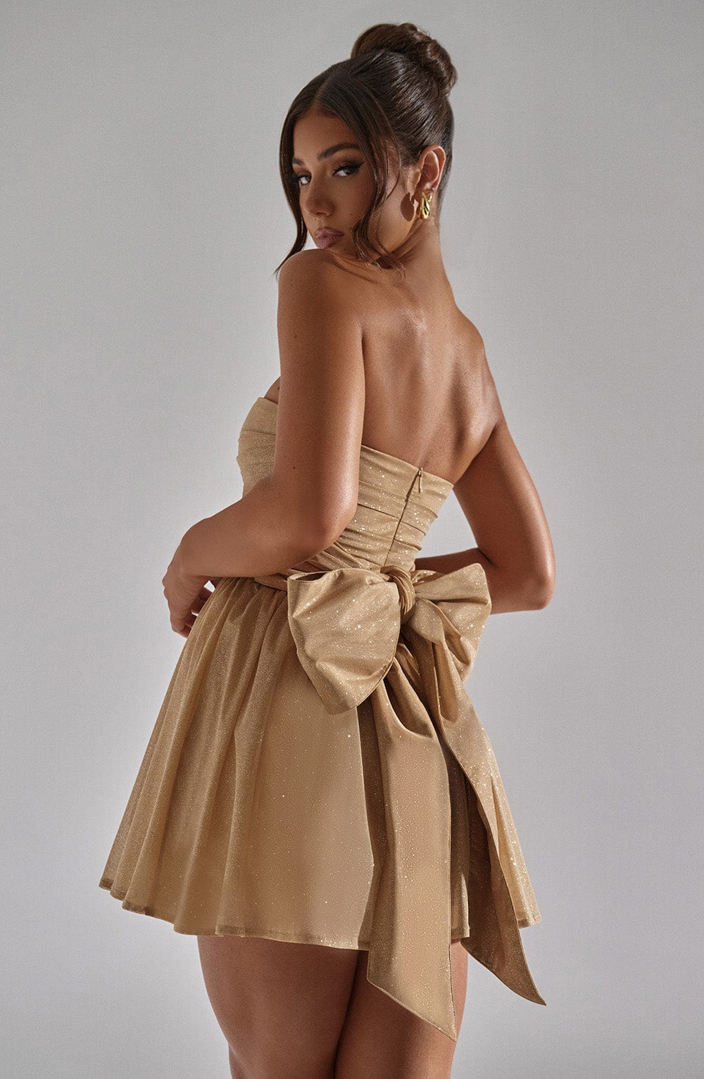 Iris | Strapless minijurk met geplooide top