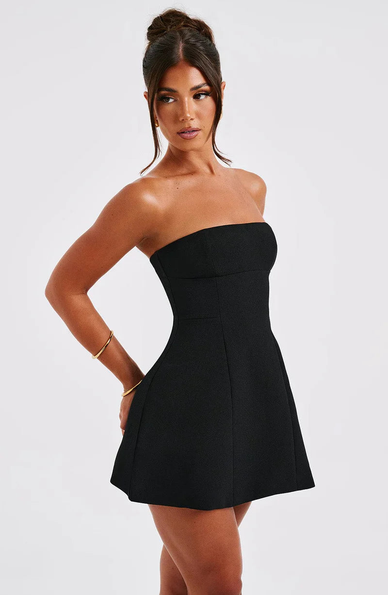 Elise | Strapless minijurk met A-lijn rok