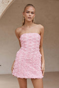 Rosalie | Strapless minijurk met rozettenapplicaties