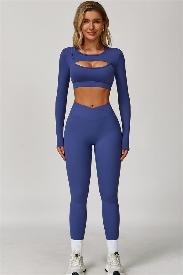 Lies | Tweedelige sportset met longsleeve cut-out top