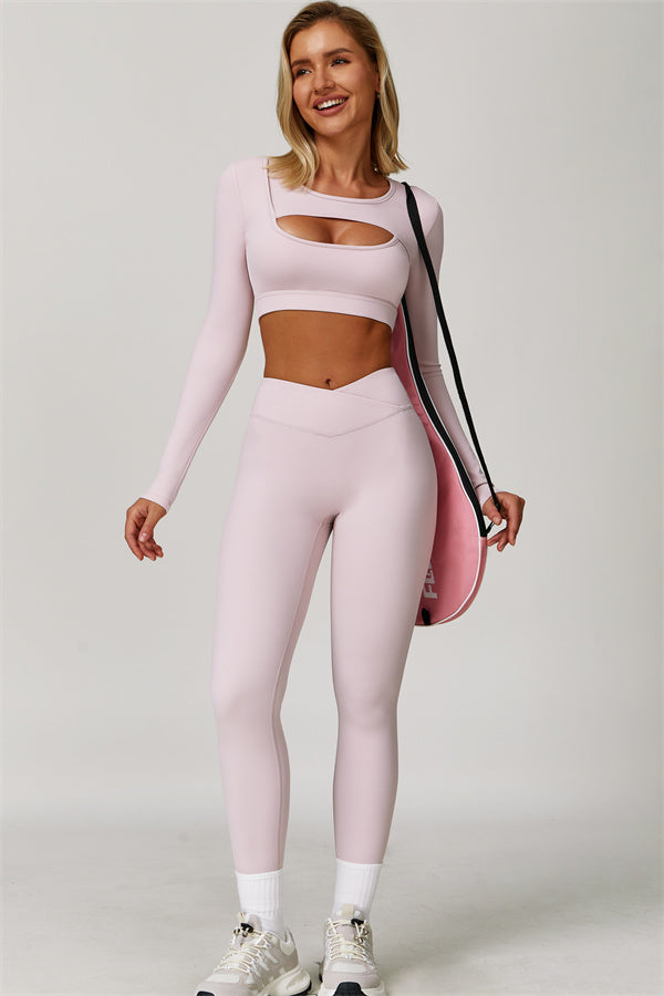 Lies | Tweedelige sportset met longsleeve cut-out top
