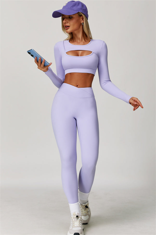 Lies | Tweedelige sportset met longsleeve cut-out top
