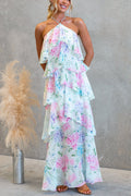 Eden | Chiffon maxi jurk met bloemenprint en halter