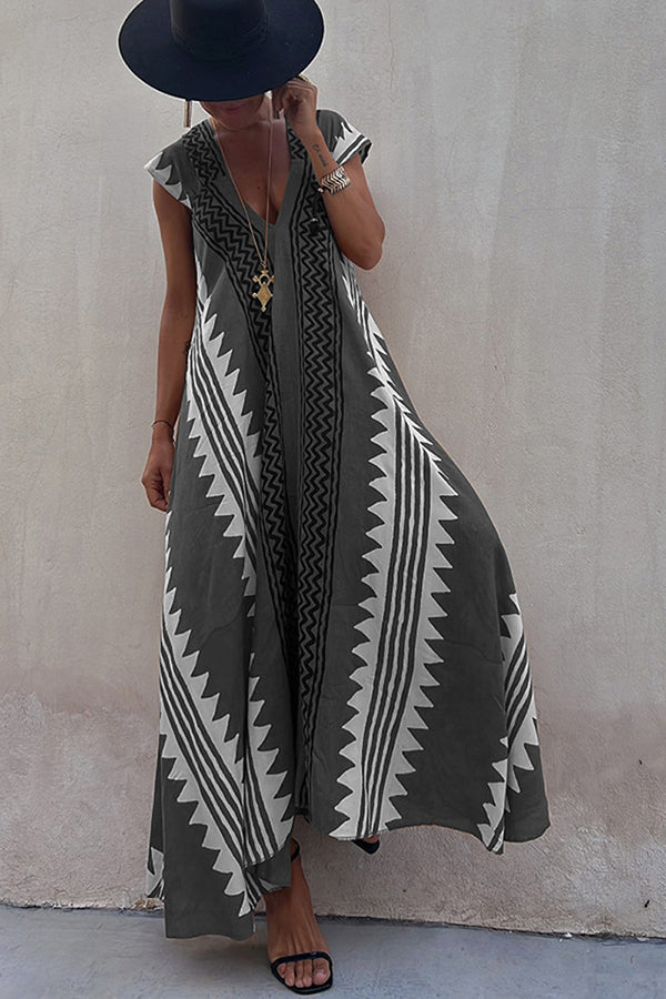 Amani | A-lijn maxi jurk met etnische print