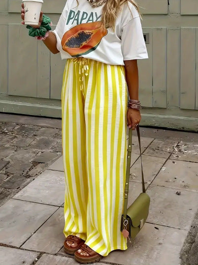 Nina | Gestreepte wide-leg pantalon in loose fit