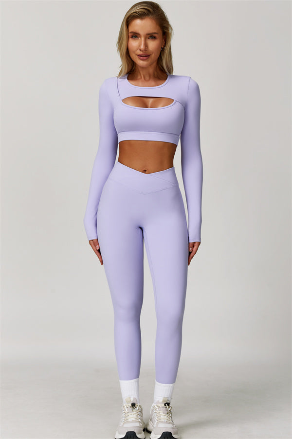 Lies | Tweedelige sportset met longsleeve cut-out top