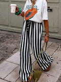 Nina | Gestreepte wide-leg pantalon in loose fit