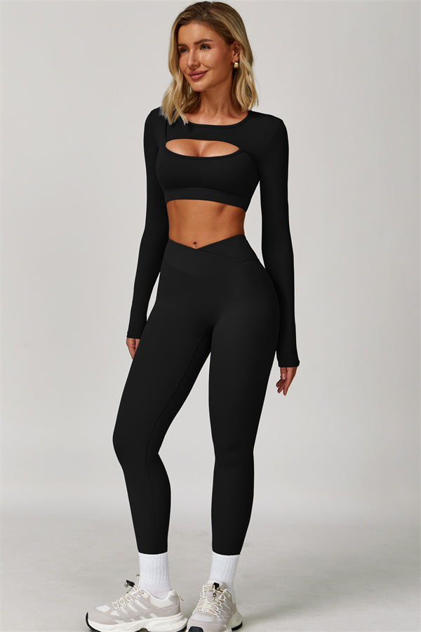 Lies | Tweedelige sportset met longsleeve cut-out top
