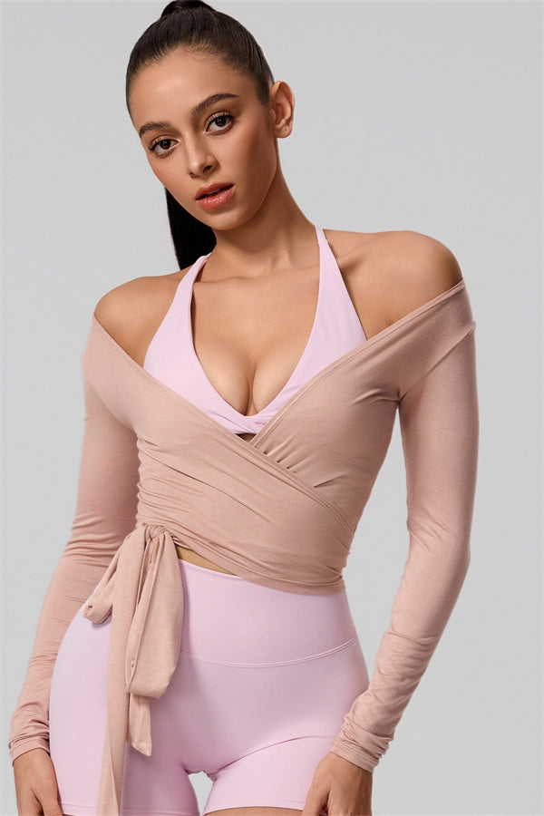 Hannah | Overslag longsleeve sporttop met striksluiting
