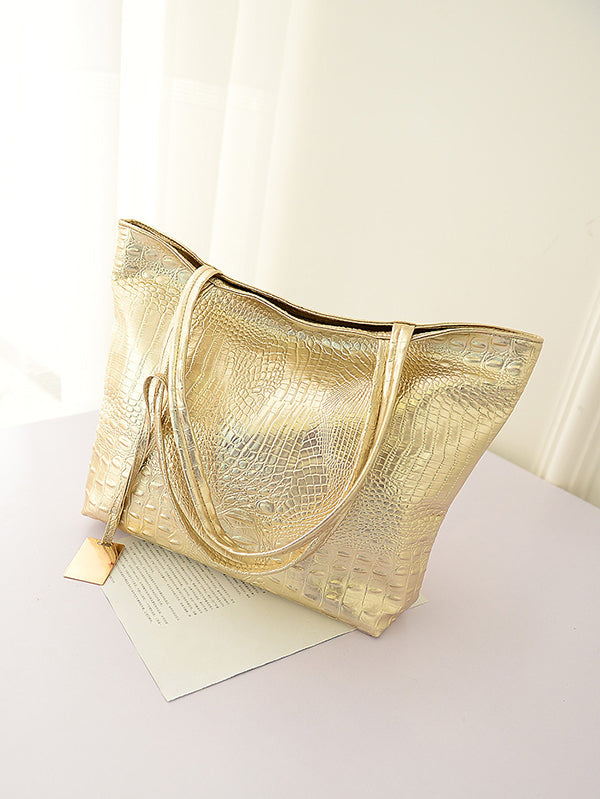 Adèle | Glanzende Tote Bag in Effen Kleur