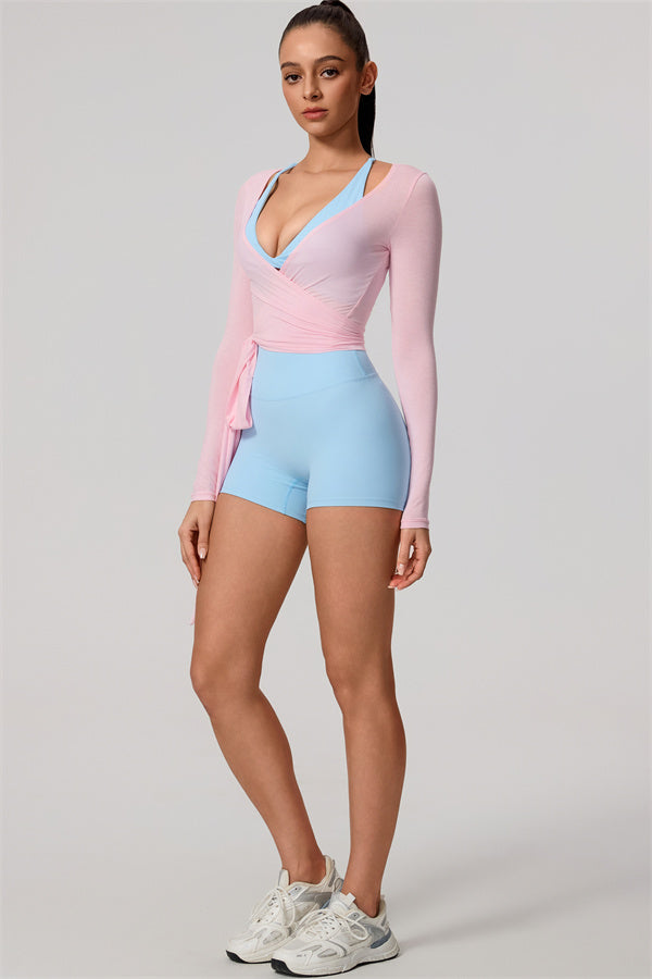 Hannah | Overslag longsleeve sporttop met striksluiting