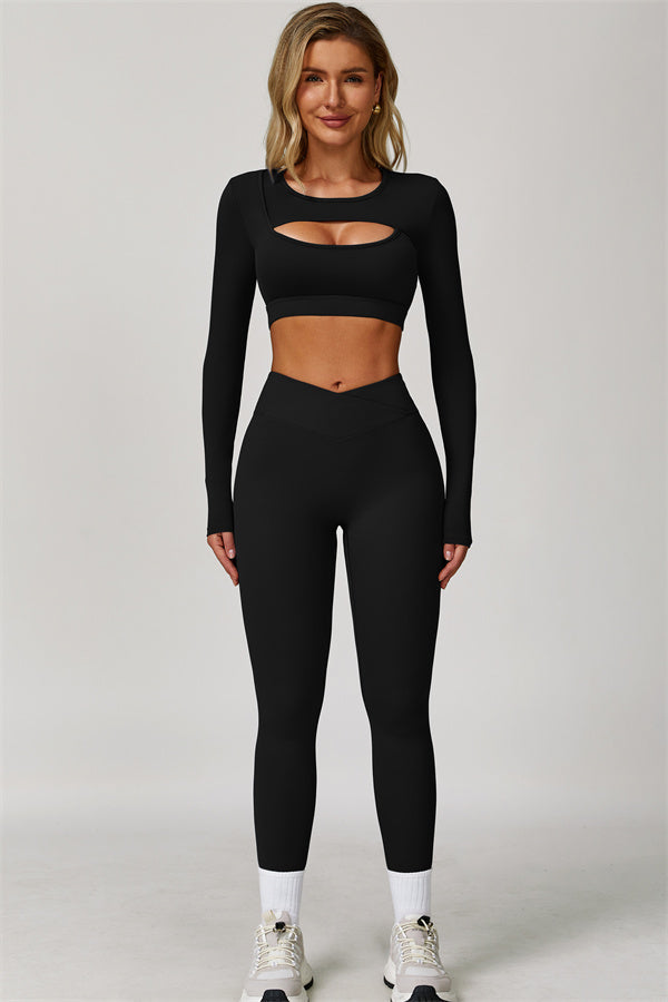 Lies | Tweedelige sportset met longsleeve cut-out top