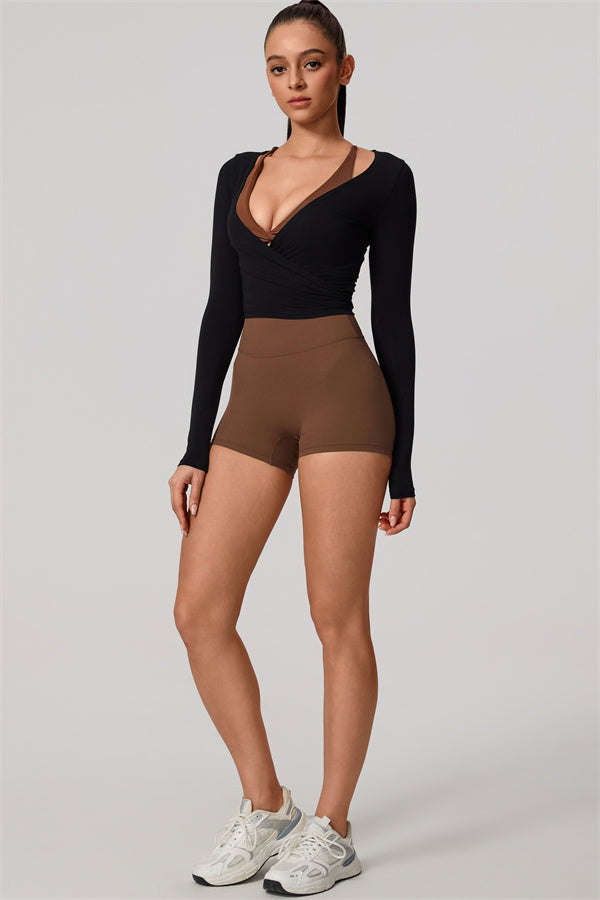 Hannah | Overslag longsleeve sporttop met striksluiting