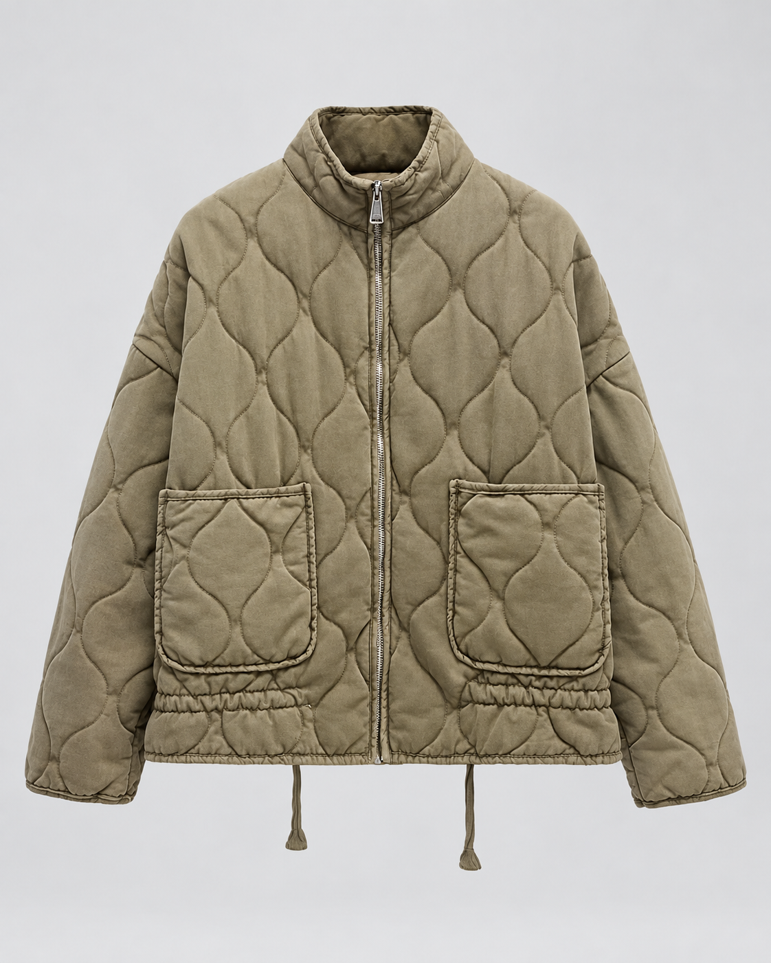 Adine | Oversized Gequiltede Jas met Rits en Zakken