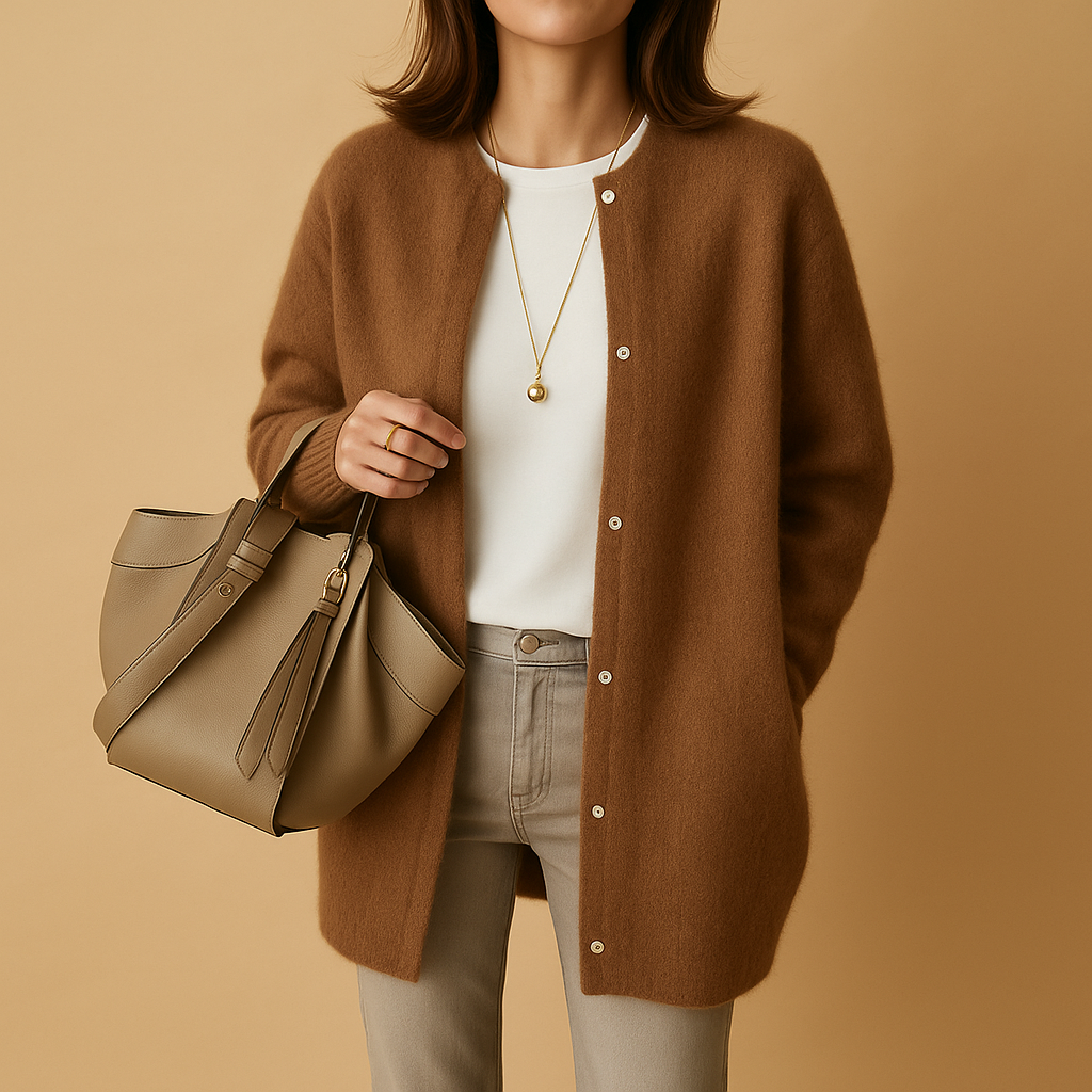 Lena | Lange Cardigan met Knoopsluiting