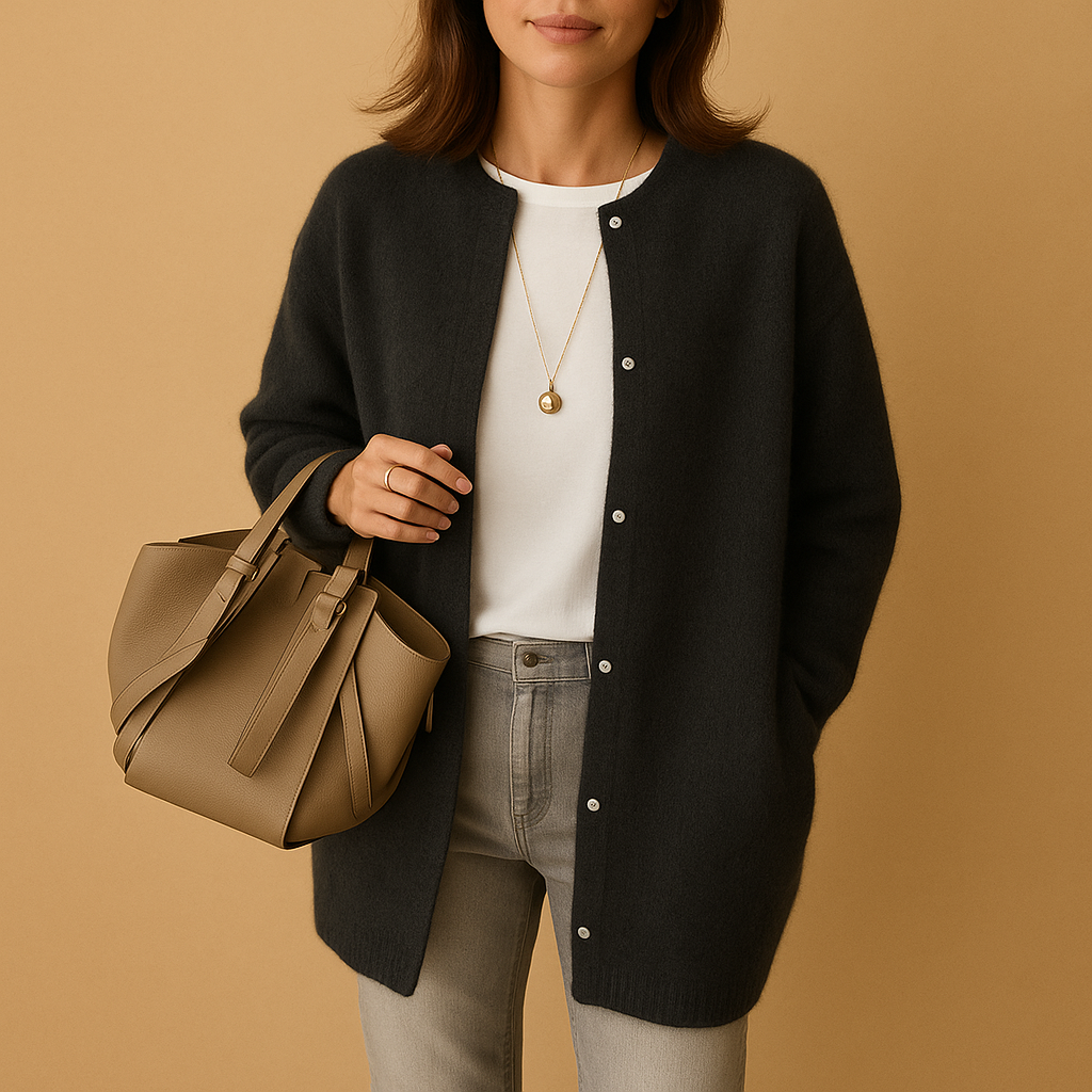 Lena | Lange Cardigan met Knoopsluiting