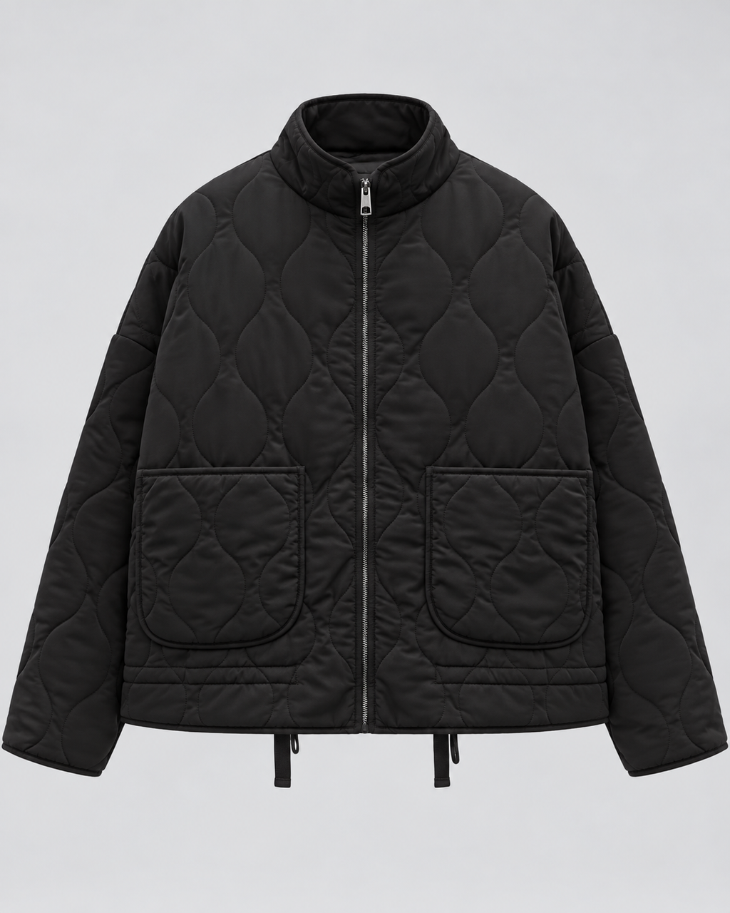 Adine | Oversized Gequiltede Jas met Rits en Zakken