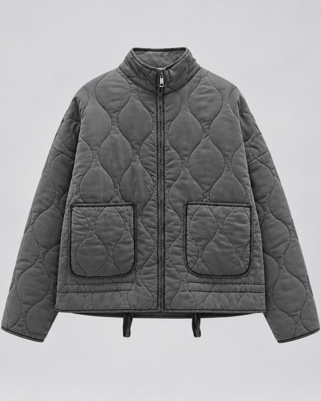 Adine | Oversized Gequiltede Jas met Rits en Zakken