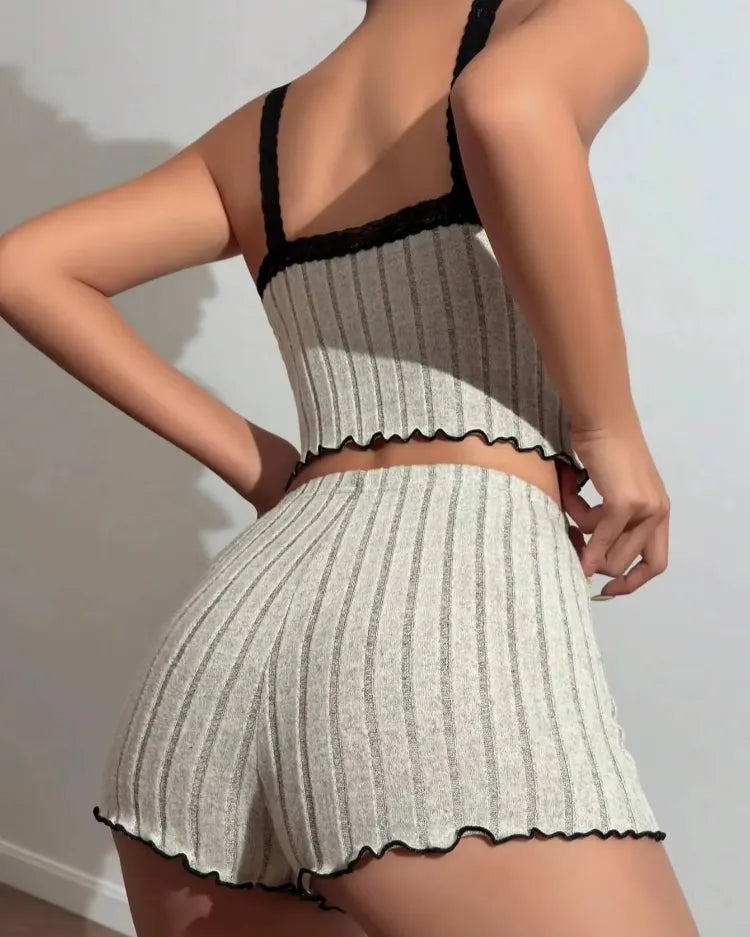 Coretta | Kanten Geribde Pyjama Set