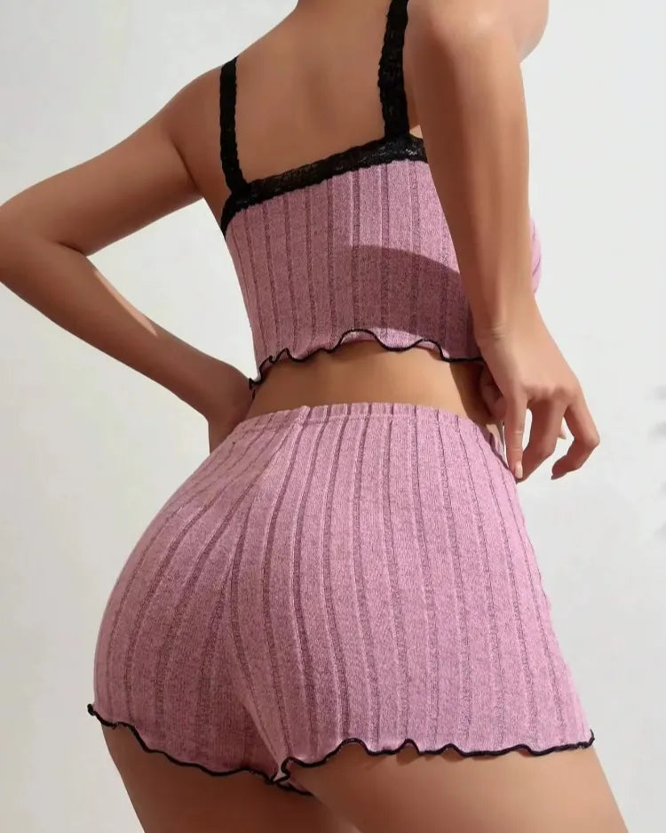Coretta | Kanten Geribde Pyjama Set